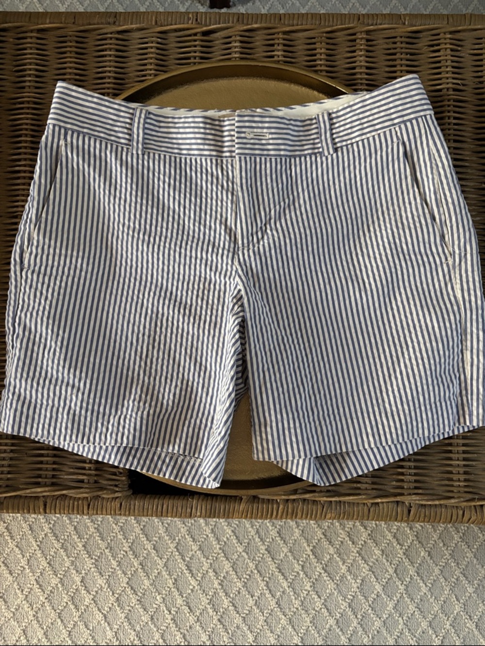 Banana Republic Blue and White Striped Seersucker Shorts